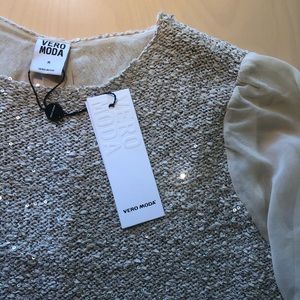 vero moda sequins, sheer and keyhole back zipper